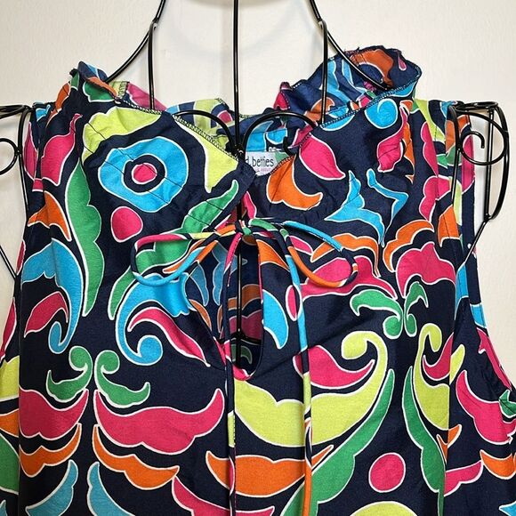 💚Buckhead Bettie’s Women’s Silk-Like Navy Sleeveless Geometric Blouse Size Small - Picture 4 of 9